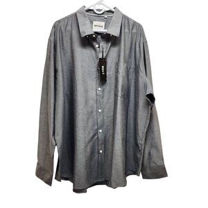J ver Mens Classic Oxford Regular Fit Button-Up Shirt Size 3XL Gray Long Sleeve